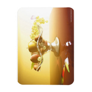 Ímã Cesto de vidro com frutas e bateria