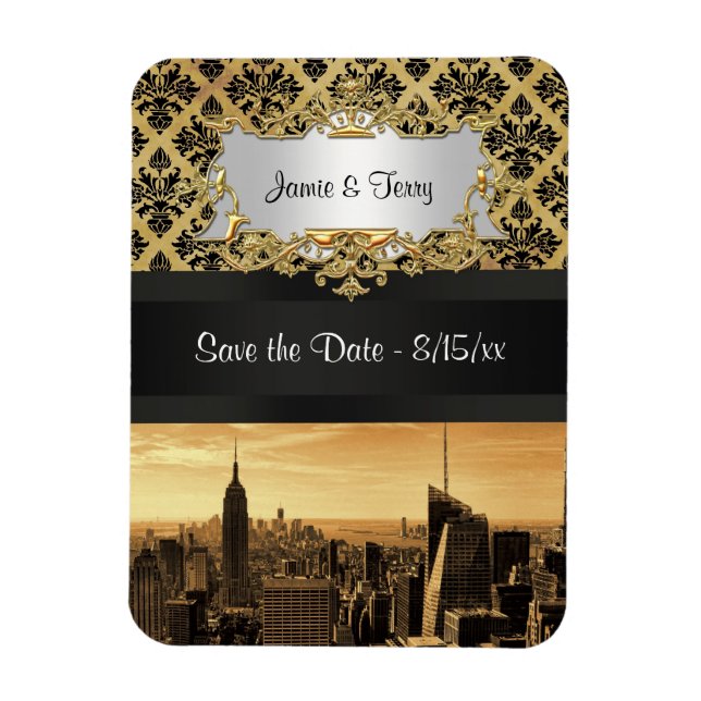 Ímã Céu de Nova York Sépia B5 Fita Preta Damask Save t (Vertical)