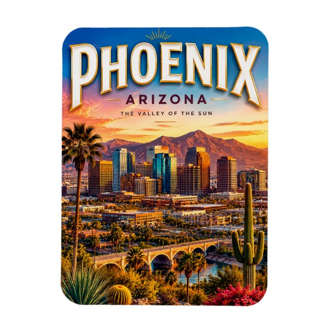 Ímã Céu Desértico da Cidade de Phoenix Arizona (Vertical)