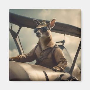 Imã "Céus Vintage: O Piloto de Canguru no Avião Velho