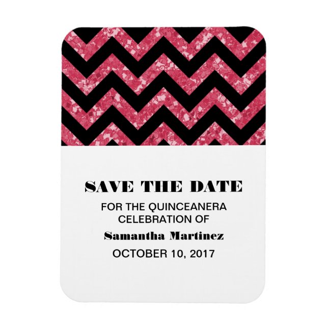 Ímã Cevron Glitter Quinceañera Magnet Rosa (Vertical)