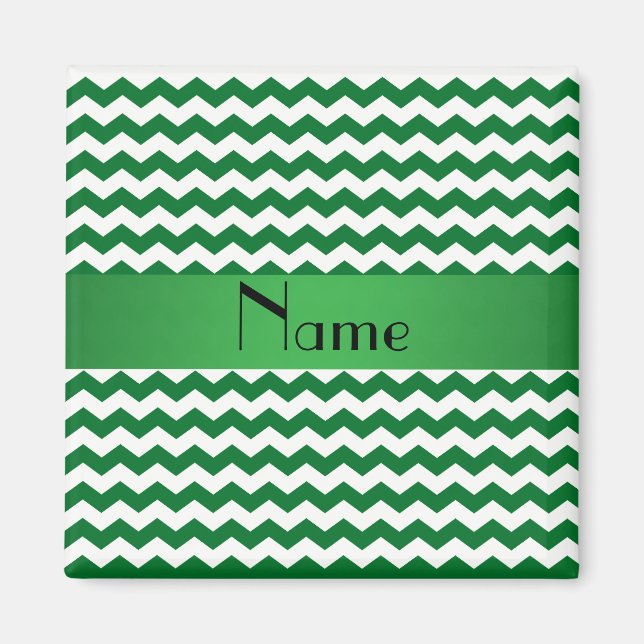 Imã Cevrons verdes de nome personalizado (Frente)