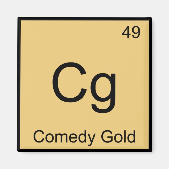 Imã Cg - Símbolo de Elemento Químico Dourado Comédia T (Frente)