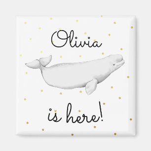 Imã Chá Beluga Personalizado para o Novo Bebê