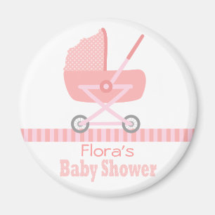 Imã Chá de Bebê: Carrinho de bebê rosa fofo