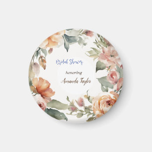 Imã Chá de Bebê Minimalista com Flores em Aquarela