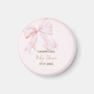 Imã Chá de Bebê Rosa com Laço de Aquarela