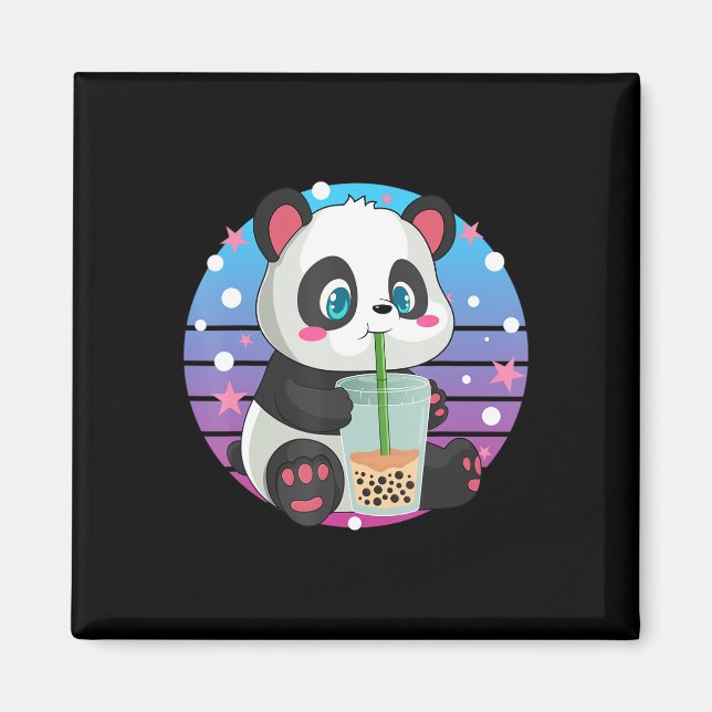 Imã Chá de Boba Panda Bubble Tea Anime Kawaii Neko  (Frente)