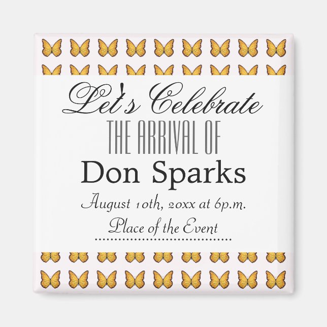 Imã Chá de fraldas borboleta (Frente)