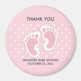 Imã Chá de fraldas de Pegadas de Bebê Rosa