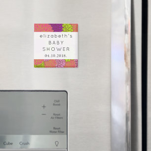 Imã Chá de fraldas - Flores Dahlia - Verde Púrpura R