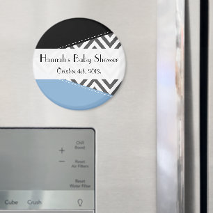 Imã Chá de fraldas - Padrão Zigzag, Chevron - Cinza 