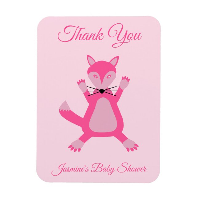 Ímã Chá de fraldas Personalizado De Raposa Rosa bonito (Vertical)