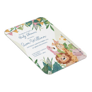 Ímã Chá de fraldas Tema de Folha Verde de Animais Safa