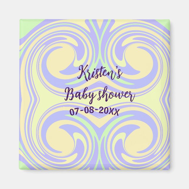 Imã Chá de fraldas verde roxo de boho marble moderno (Frente)