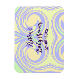 Ímã Chá de fraldas verde roxo de boho marble moderno