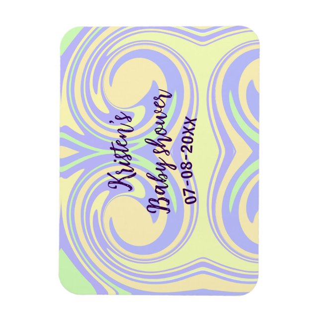 Ímã Chá de fraldas verde roxo de boho marble moderno (Vertical)