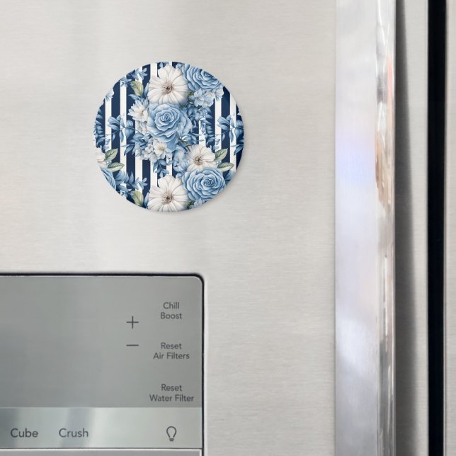 Imã Chá de Noiva Listras Florais Azul Marinho (In Situ (Fridge))