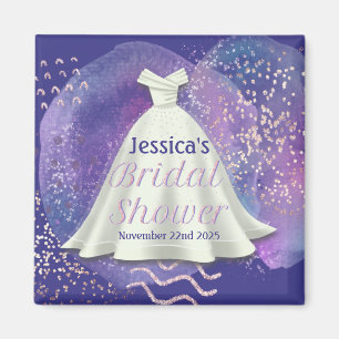 Imã Chá de panela Casamento Roxo e Rosa Dourado Glam