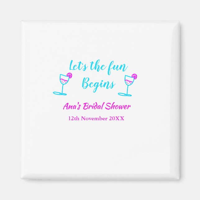 Imã Chá de panela de videira rosa azul vamos começo (Frente)