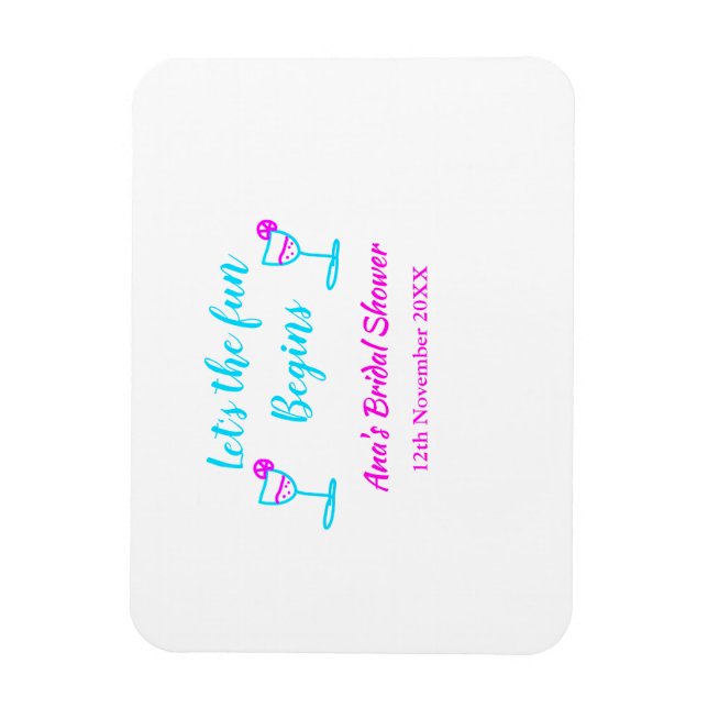 Ímã Chá de panela de videira rosa azul vamos começo (Vertical)