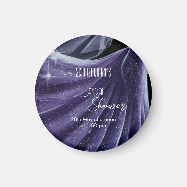 Imã Chá de panela roxo moderno do casamento nº 2 (Frente)