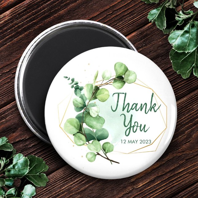 Imã Chá verde simples elegante vegetação chá de noiva (Sage Green Eucalyptus Bridal Shower Thank You Magnet, Bridal shower Favors)