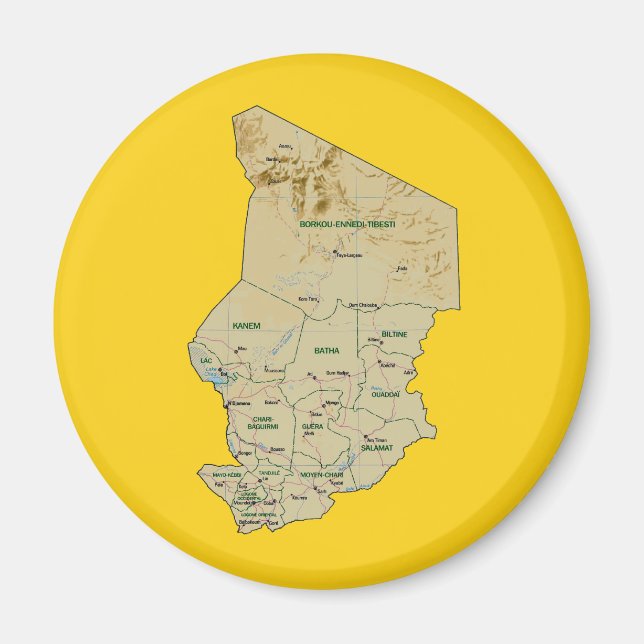 Imã Chad Map Magnet (Frente)