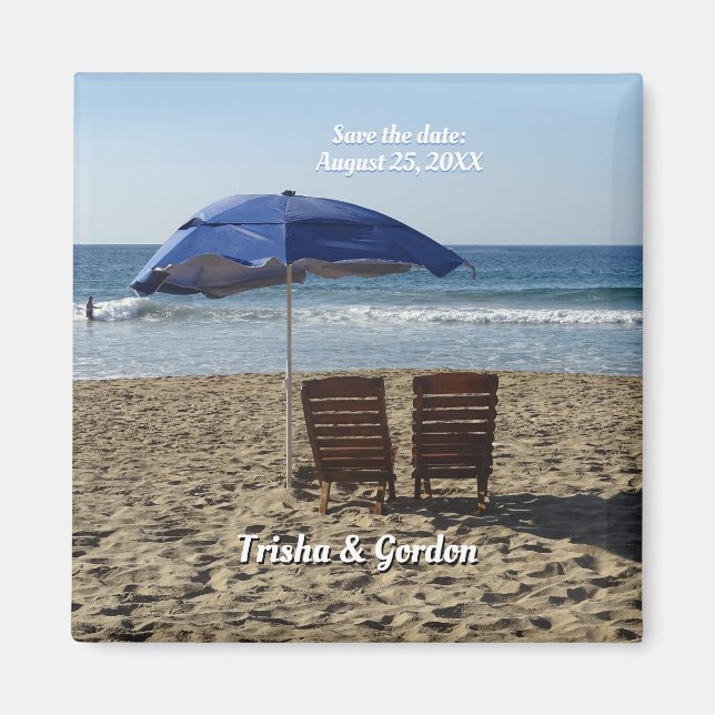 Imã Chairs de Beach & Umbrella Guarde a data personali (Frente)