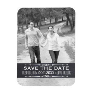 Ímã Chalkboard Save the Date simples foto de casamento