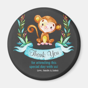 Imã Chalkboard Watercolor Monkey Boy Obrigado
