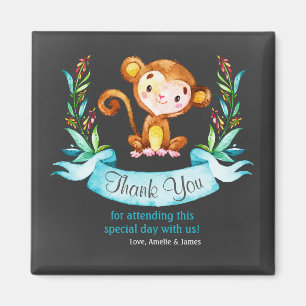 Imã Chalkboard Watercolor Monkey Boy Obrigado