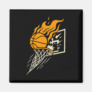 Imã Chama Esboçada Gráfica Divertida de Basquete Arte