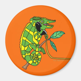 Imã Chamada de Cartoon Verde e Amarelo