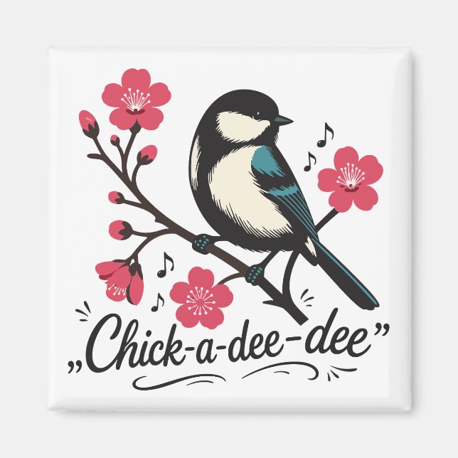 Imã Chamada de passarinho chick-a-dee-dee-dee (Frente)