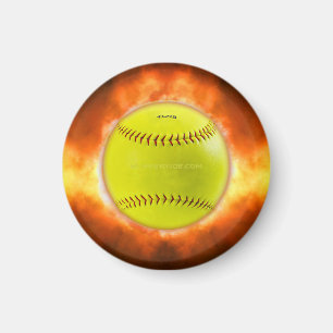 Imã Chamas de bola de fogo de softball amarelo do Slip
