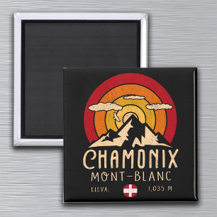 Imã Chamonix França Retro Sunset Skiing Souvenirs 80s