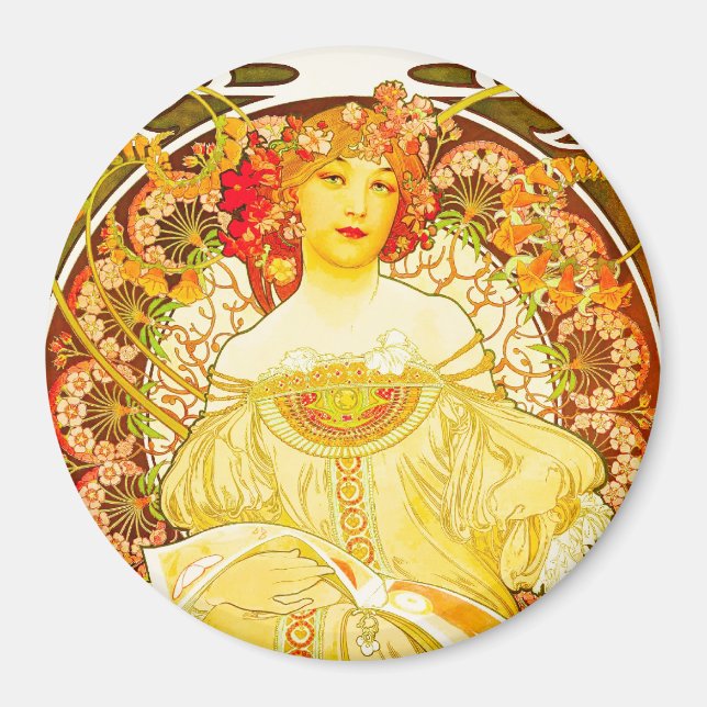 Imã Champanhe, Alphonse Mucha-Magnet (Frente)