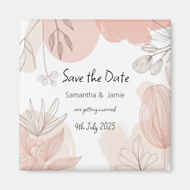 Imã Champanhe - Cor-de-rosa - Magneta Floral Desenhada (Frente)