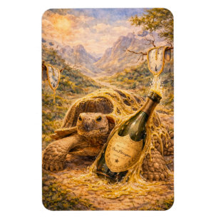 Ímã Champanhe dourado e tartaruga de aniversário de re