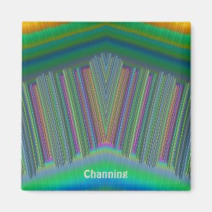 Imã CHANNING ~ 3D Fractal Verde Azul Roxo Laranja