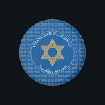 Imã CHANUKAH BLESSINGS | Star of David | Hanukkah<br><div class="desc">Stylish CHANUKAH BLESSINGS fridge magnet with faux silver Star of David in a tiled pattern and a faux gold and silver Star of David at the centre. The background color is Tekhelet Blue. The text reads CHANUKAH BLESSINGS at the top and HANUKKAH SAMEACH at the bottom. Both are CUSTOMIZABLE if...</div>