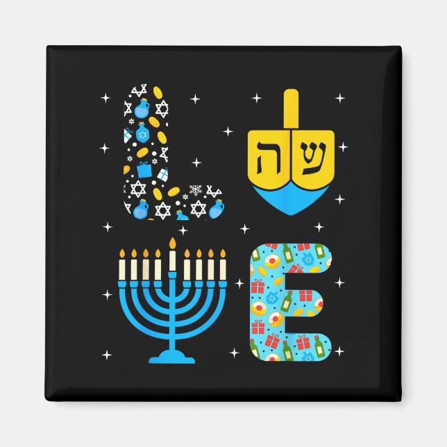 Imã Chanukah Menorah Dreidel Icons Hanukkah Love Celeb (Frente)