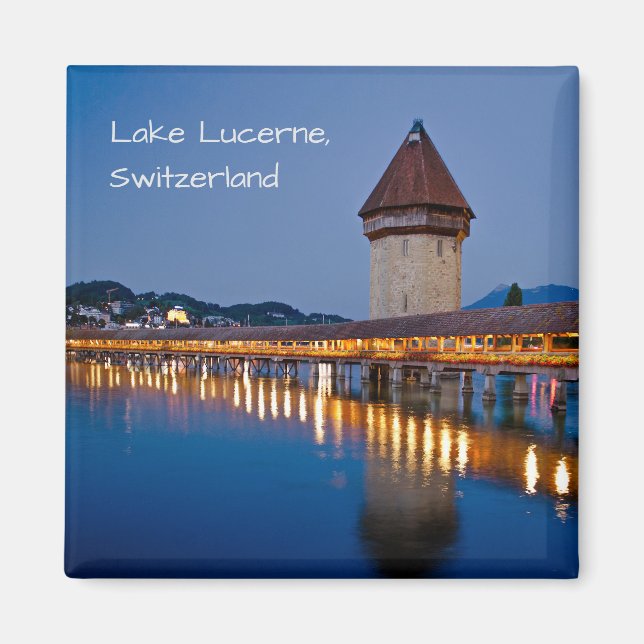 Imã Chapel Bridge, Lake Lucerne, Suiça Magnet (Frente)