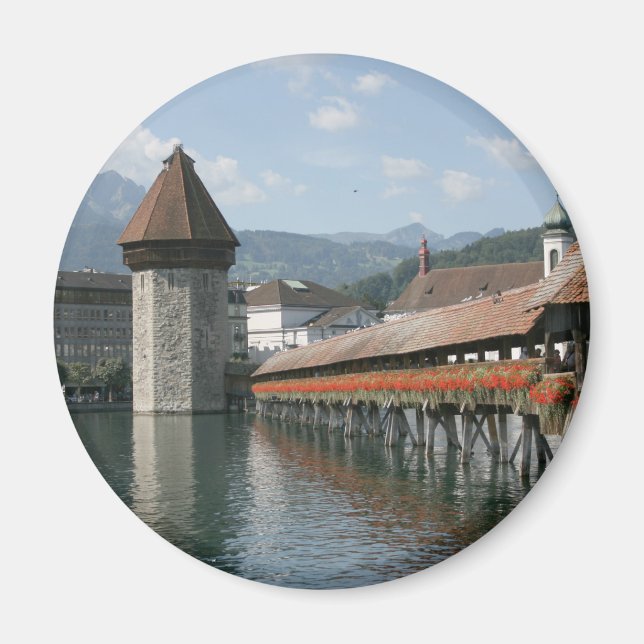 Imã Chapel Bridge, Lucerna, Suiça (Frente)