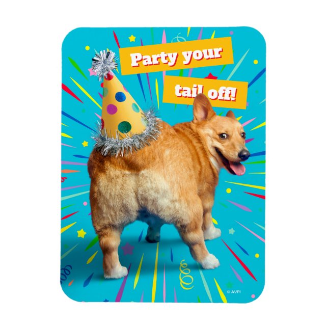 Ímã Chapéu de Aniversário Bumbum de Corgi (Vertical)