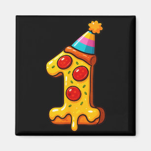 Imã Chapéu de Aniversário de 1 Ano Pizza para Meninos