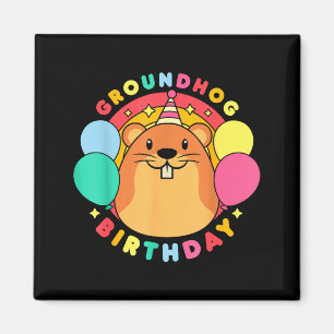 Imã Chapéu de Aniversário do Dia da Marmota Balões Ret