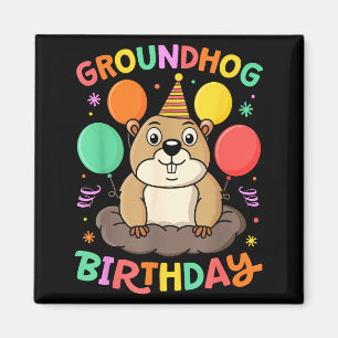 Imã Chapéu de Aniversário do Dia da Marmota Balões Ret