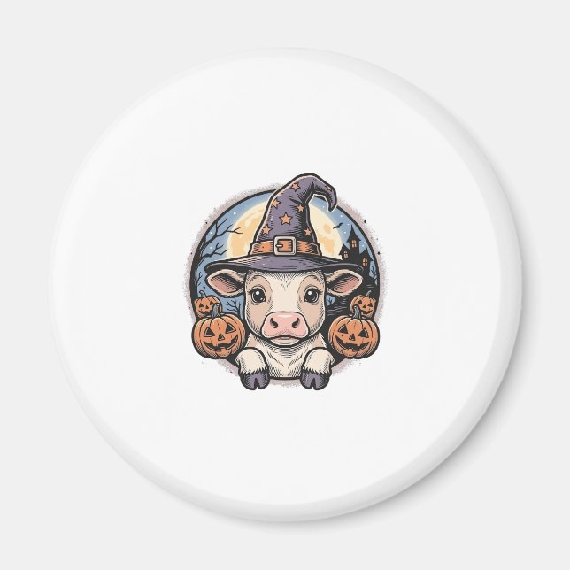 Imã Chapeu de Bruxa de Becerro de Halloween Fofo Gravu (Frente)